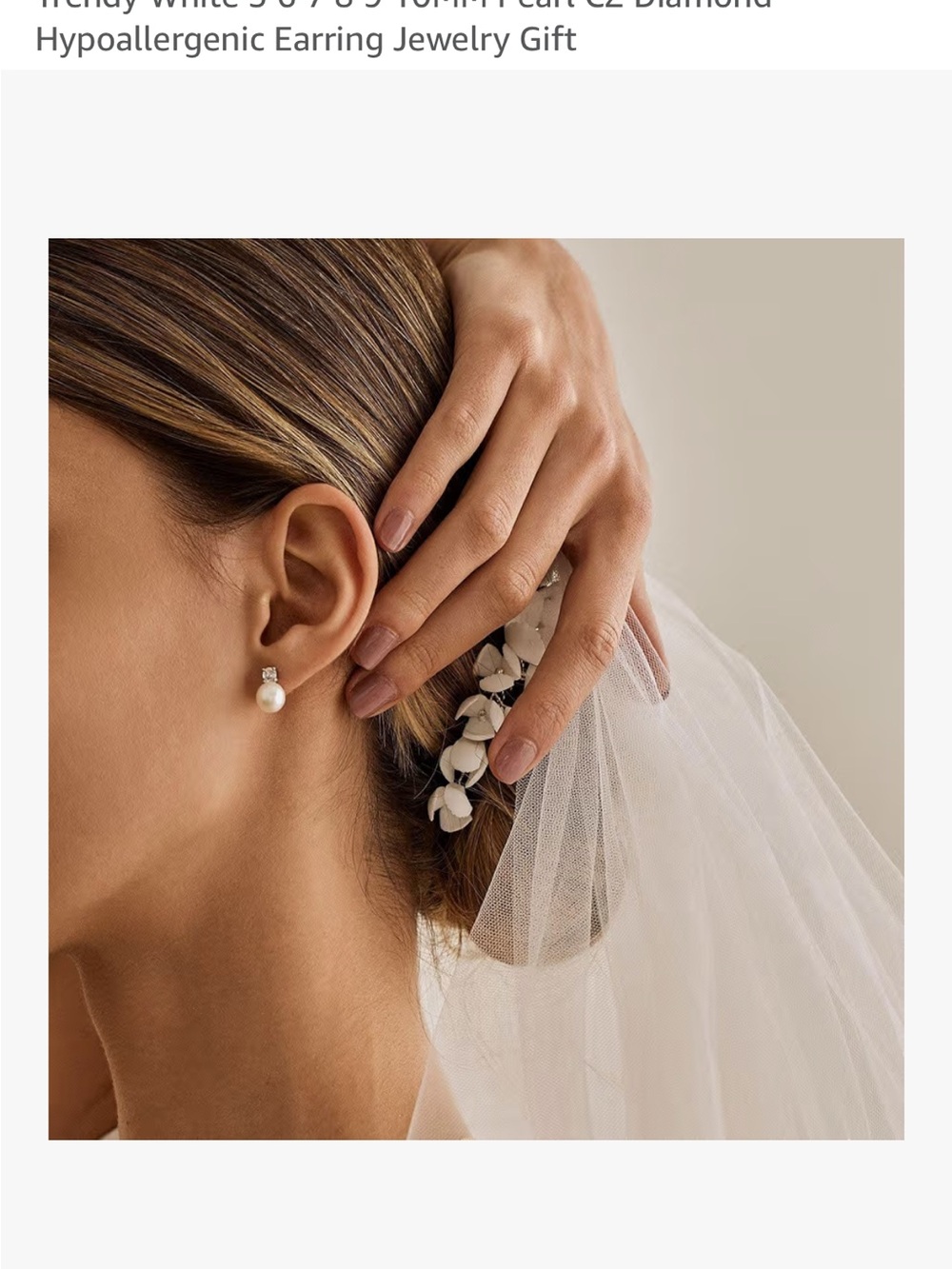 Classic White Pearl Drop Earrings with Crystal Accent